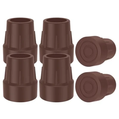 Image of supregear 1&quot; Heavy Duty Rubber Ferrules for Walking Stick (6 X 25mm), Cane Ends, Tips, 1 inch Zimmer Frames Caps, Brown