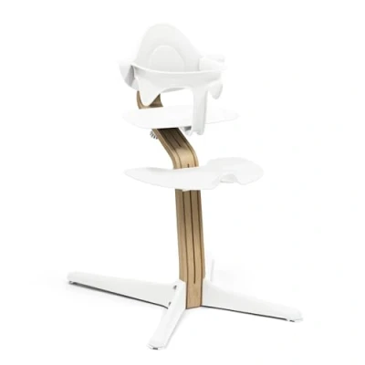 Image of Stokke Nomi Chair (Oak White) with Baby Set (White) Inspires Active Sitting &amp; Provides Support While Learns to Sit Holds Up 150 kg