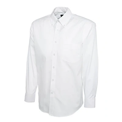 Image of Long Sleeved Shirt, White, Mens, 17.5&#039; (xl) Uneek