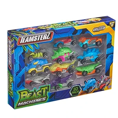 Image of Teamsterz Beast Machine Dino Car Play Set 10 Dinosaur Cars Included Two Assortments Available With One Supplied At Random Pack Gifts For Boys And Girls Aged 3+