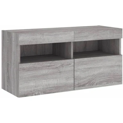 Image of vidaXL TV Wall Cabinet with LED Lights Grey Sonoma 80x30x40 cm