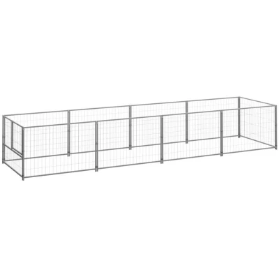 Image of vidaXL Dog Kennel Silver 4 m² Steel