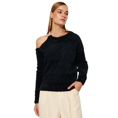 Image of Trendyol FeMan Regular fit Basic Crew Neck Knitwear Sweater,Black,S