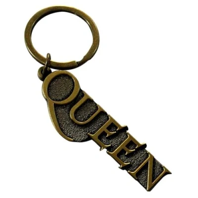Image of Rock Off officially licensed products Queen Gold Band Logo Keyring Keychain One Size