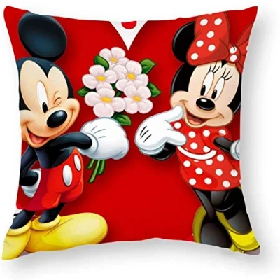 Image of Giftme Minnie Mouse Mickey Cushion Cover for Bedroom/Sofa Car Chair Decor, 45 Cm X Linen Cover, Throw Pillow Cover.