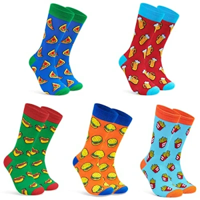 Image of CityComfort Mens Socks Pack of 5 Crew for Men Teenagers Soft Breathable Work Sports Casual Size 7 11 Funny Dad Gifts (Multi Funny)