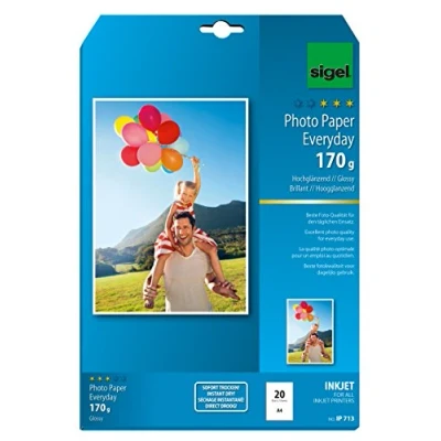 Image of SIGEL IP713 Everday Photo Paper, InkJet, glossy, 170 gsm, A4, 20 sheets