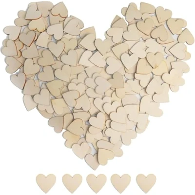 Image of 100 Pcs Wooden Hearts, Rustic Love Hearts for Crafting, Crafts, DIY Unfinished Ornaments Embellishments Wedding Guest Books, Table Decoration (3cm)