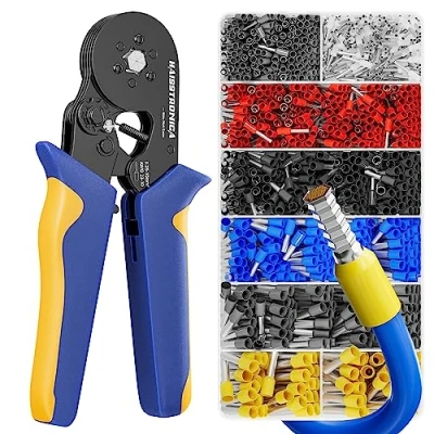 Image of haisstronica Ferrule Crimping Tool Kit Black Wire Ferrules Crimper with 1200PCS AWG 23 10 End Terminals