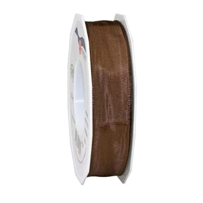 Image of Präsent Lyon Wired Taffeta Ribbon Ebony 25 mm Width, m Length