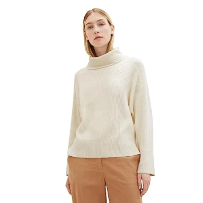 Image of TOM TAILOR Women&#039;s Turtleneck Sweater, 10354 Soft Beige Solid, XXL