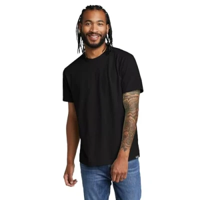 Image of Eddie Bauer Men&#039;s Legend Wash 100% Cotton Short Sleeve Classic T Shirt, Black, Medium