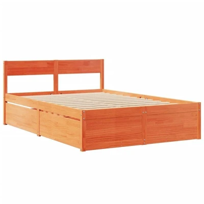 Image of vidaXL Bed Frame without Mattress Wax Brown 120x200 cm Solid Wood Pine