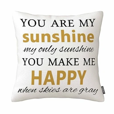 Image of You are My Sunshine Quote Cotton Linen Cushion Throw Pillow Covers Case (18 X 18 Inch)