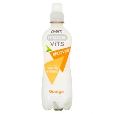 Image of Get More Vits Sports Recovery &amp; Hydrating Orange Flavoured Spring Water (12 x 500ml), Electrolytes, B Vitamins, Sugar Free, Low Calorie, Boosts Energy, Natural Flavours, Vegetarian, Vegan