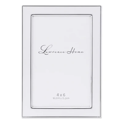 Image of Silver Plated 4x6 Metal with White Enamel Picture Frame (586146)