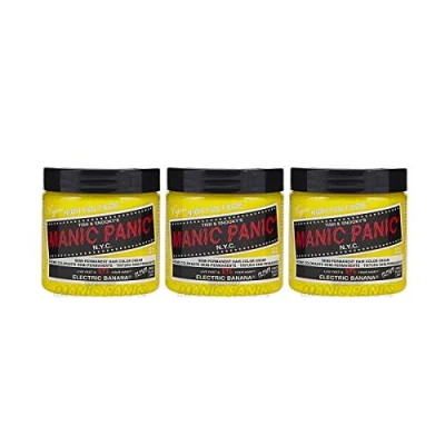 Image of Manic Panic Electric Banana Classic Creme, Vegan, Cruelty Free, Yellow Semi Permanent Hair Dye 3 x 118 ml