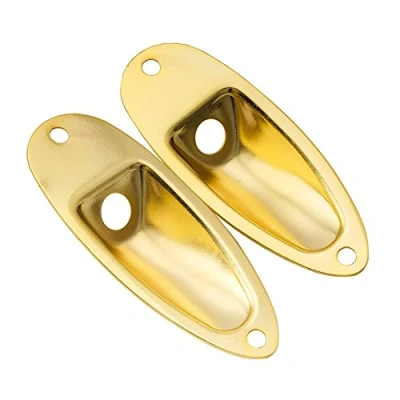 Image of Musiclily Boat Style Strat Jack Plate for Stratocaster Electric Guitar, Gold (2 Pieces)