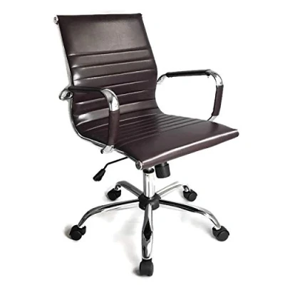 Image of Milano Vintage Dark Brown Executive Office Chair with Chrome Armrests
