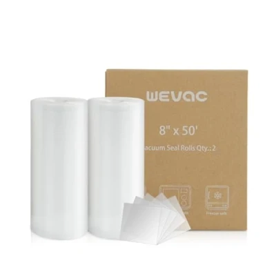 Image of Wevac Food Vacuum Sealer Bags 20x1500cm Rolls 2 pack for Saver, Seal a Meal, Weston. Commercial Grade, BPA Free, Heavy Duty, Great Vac Storage, Meal Prep or Sous Vide Cooking