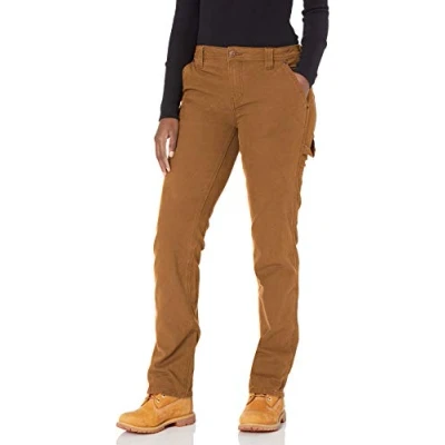 Image of Dickies Women&#039;s Relaxed Straight Carpenter Pant, Rinsed Brown Duck, 12