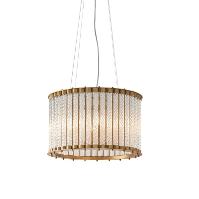 Image of Romola Pendant Ceiling Light Matt Gold Finish, Clear Ribbed Glass, 6x E14