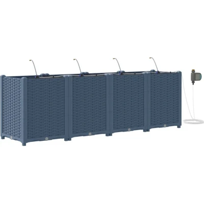 Image of vidaXL Garden Planters with Water Irrigation System 4 pcs Grey