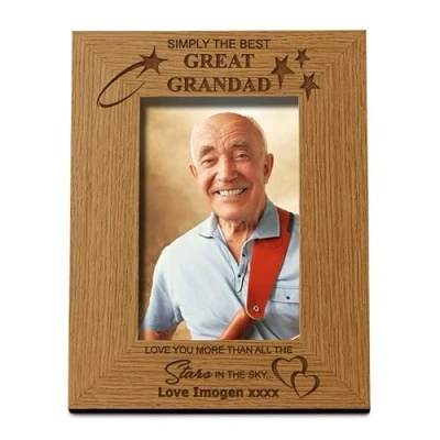 Image of ukgiftstoreonline Personalised Best Great Grandad Oak Wood Finish Photo Frame (5 x 7 Inch)
