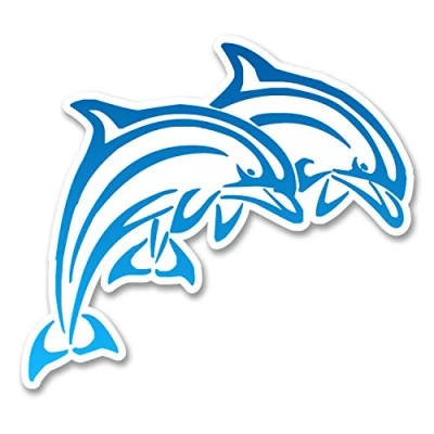 Image of 2 x 10cm Blue Dolphins Vinyl Sticker Decal Laptop Car Diving Dive Sea Fun #6245 (10cm Wide 9cm Tall)