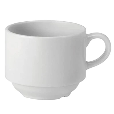 Image of Utopia Pure White Stacking Cup 7oz / 200ml Case of 24 Vitrified Porcelain Mugs, Coffee Mugs
