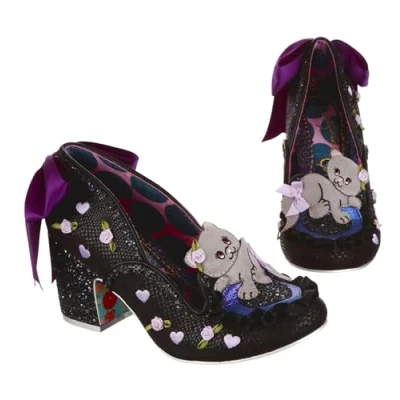 Image of Irregular Choice Kitten Whiskers Fabric/PU Black 38
