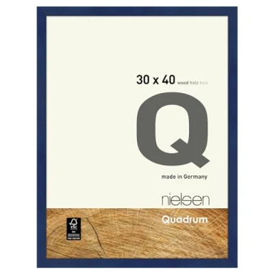 Image of nielsen Quadrum Photo Frame, 30x40cm Wood Picture Blue Frame with Protective Float Glass and Push Turn Clips