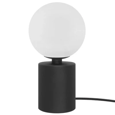 Image of Retro Black Table Lamp Opaque Glass Shade Bedside Light Jade Frosted Globe Desk T512