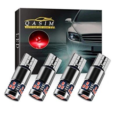 Image of Qasim 4pcs T10 501 LED Bulbs Red W5W 194 168 Canbus No Error 2016 18SMD 450 Lumens for Car Side Lights Interior Dome Map Door Courtesy Number Plate