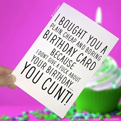 Image of Birthday Cards, C*nt Funny Novelty Joke Card, Greeting Offensive Friend Adult Humour PC9