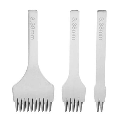 Image of Leather Craft Tools, White Steel 2/5/10 Punch Prong Tool Set, Lacing Stitching Chisel Set for Crafts, Hole