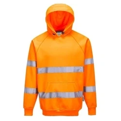 Image of Portwest B304 Men&#039;s High Visibility Reflective Hooded Sweatshirt Hi Vis Hoodie Orange, 4X Large