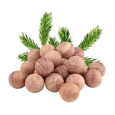 Image of Cedar Moth Balls, 24 Pack, Ideal Repellent for Wardrobes, Homes, Cars, Caravan, Made From Natural Wood, Sustainable, Anti Products, Fresh Woodland Scent, Diminishes Mustiness and Moisture (24)