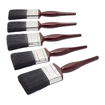 Image of Fit for The Job 5 piece All Purpose Mixed Bristle Paint Brush Set a Smooth Finish Painting with Emulsion, Gloss, Satin Paints on Walls, Ceilings, Wood, Metal 2x 1.5, 2, 1x 3 inch