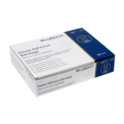 Image of Blue Dot Elastic Adhesive Bandage 12 Boxes, 4.5 Meter Length x 5 cm Width, White