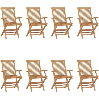Image of vidaXL Folding Garden Chairs 8 pcs Solid Teak Wood