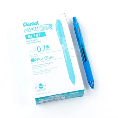 Image of Pentel Energel BL107 SX Tip Retractable Pen, 0.7 mm Sky Blue (Pack of 12)