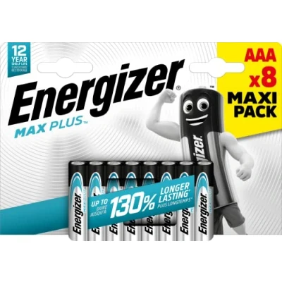 Image of Energizer E301322500 Max Plus Micro AAA Batteries Pack of 8 Chrome