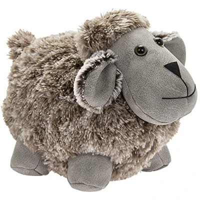 Image of Faux Grey Leather Wooly Sheep Doorstop