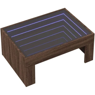 Image of vidaXL Coffee Table with Infinity LED Brown Oak 70x50x30 cm