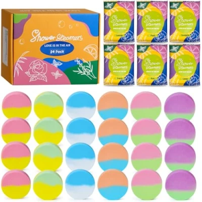 Image of Shower Steamers, 24 Pack Aromatherapy Fragrances Perfect Self Care Gifts for Women and Men, Relaxation Moms.