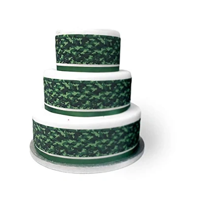 Image of Top That Edible Decor Sheet Camouflage Pattern Army BORDER Ribbon Perfect for Decorating Your Cakes Easy to Use