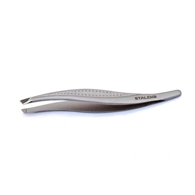 Image of Staleks P 12 Eyebrow Tweezers with PVC Protective Case Total Length 9.5cm