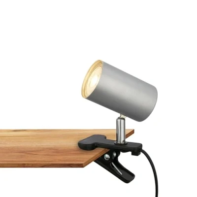 Image of BRILONER Desk lamp with Cable Switch, swivelling, Plug, Reading lamp, clamp Bedside Light for Children, Office Bed 16.5x6.5x12cm, matt Chrome