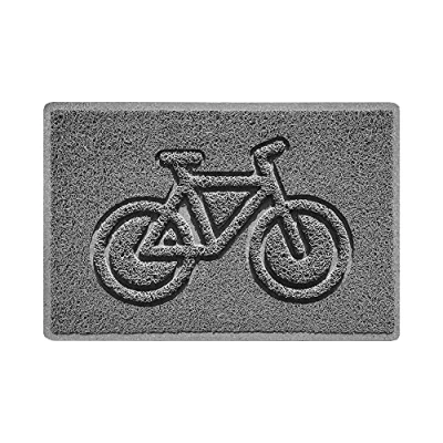 Image of Nicoman Bike Embossed Shape Door Mat Dirt Trapper Jet Washable Doormat (Use Outdoor ONLY) (60x40cm/23.6x15.7inches, Small) Grey